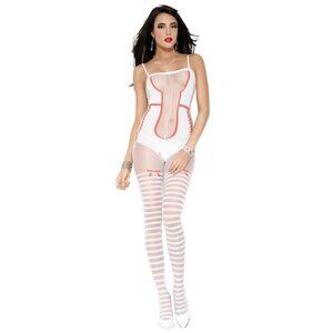 Teddy with Striped Thigh-High Look Bodystocking